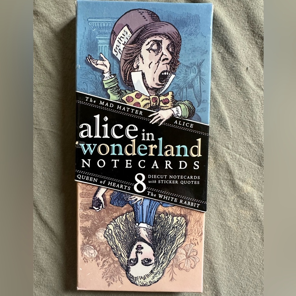 Vintage Alice in Wonderland note cards NIB Queen of Hearts Mad Hatter White Rabb